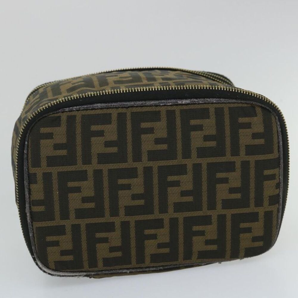 Pre Loved FENDI  Zucca Canvas Vanity Cosmetic Pouch Black Brown Auth yb401 - Picture 6 of 10